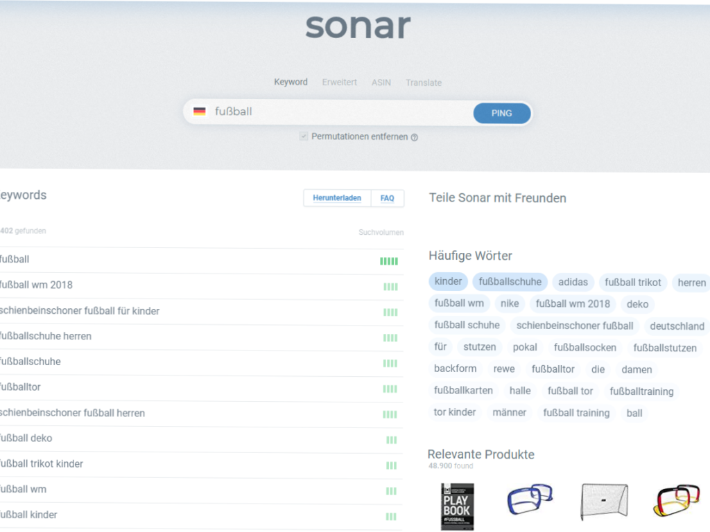 Keywords für den Suchbegriff Fußball