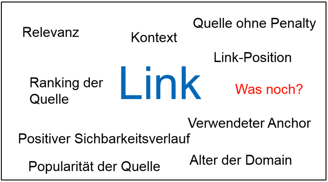 Kriterien zur Linkbewertung (Quelle: Linkbuilding- Seminar Mario Jung, www.reach-x.de)