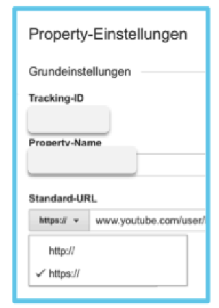 Standard-URL-Einstellung auf Google-Analytics