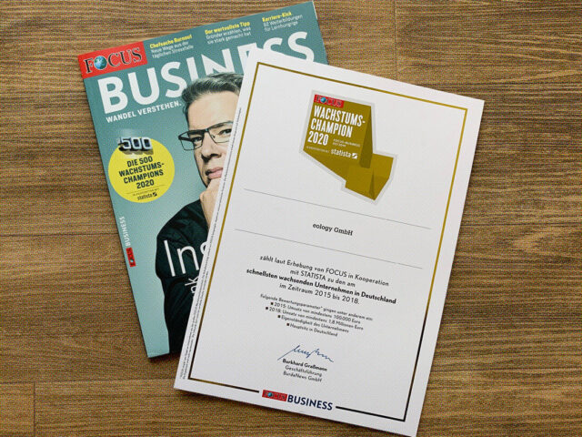 Focus Wachstumschampion 2020 – Wir sind dabei!