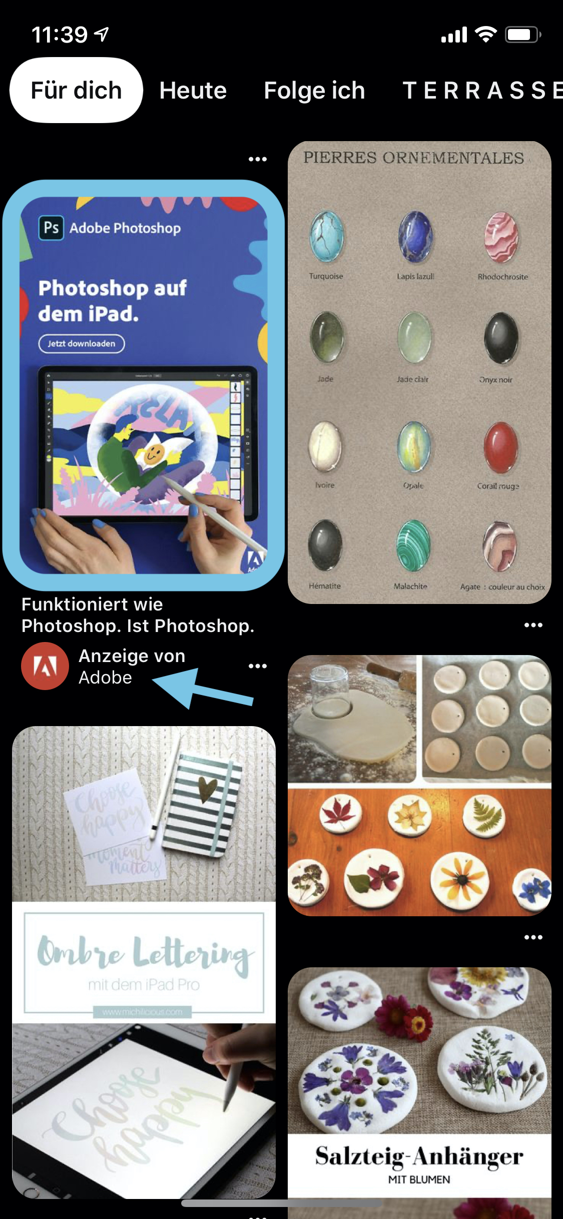 Beispiel einer Pinterest Ad von Adobe