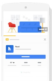 App campaign delivery via Discover in Google Search, © Google 