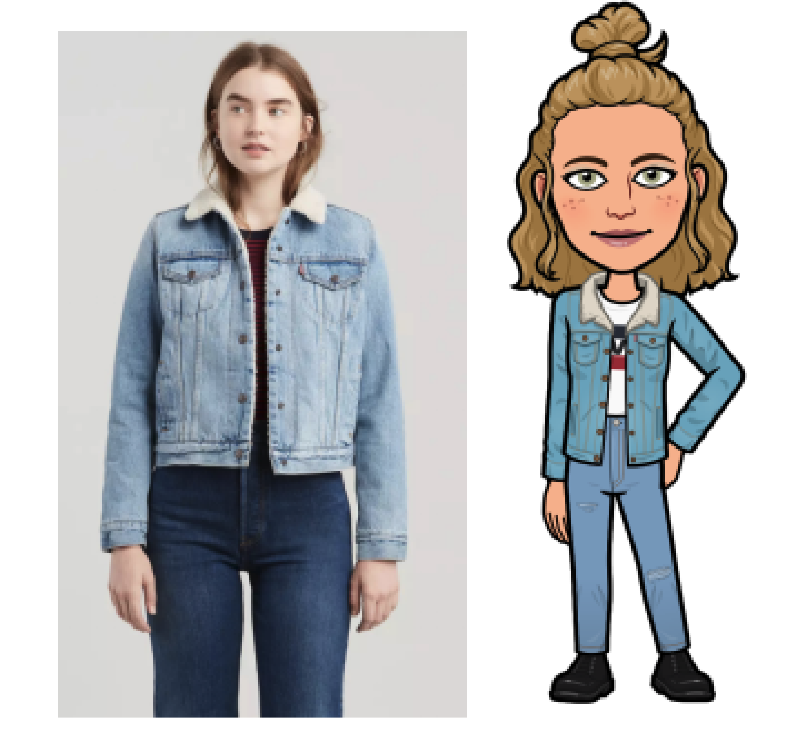 Beispiel von Levi's – Model und Avatar tragen die gleiche Jeansjacke, Quelle: Levi's