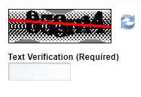 Example of too much alienation in text captchas. Here, the user has to enter the alienated text in the field below to confirm that he is a human.