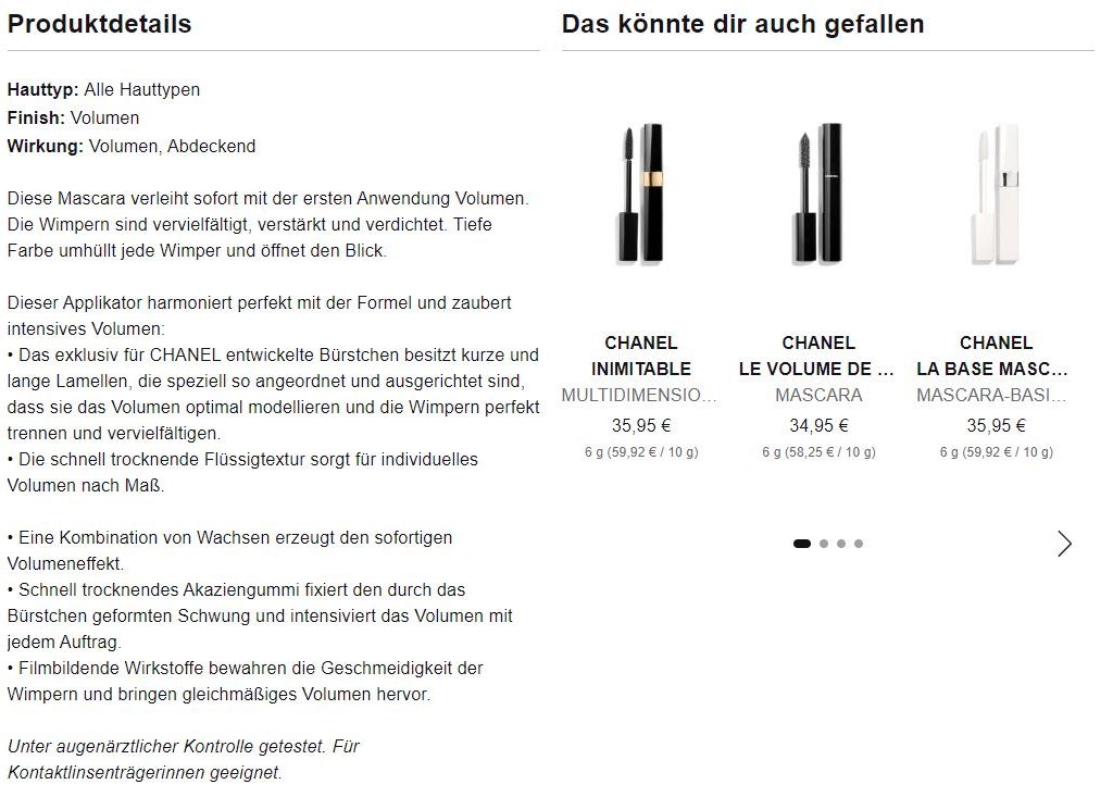 Beispiel Produktdetails Mascara