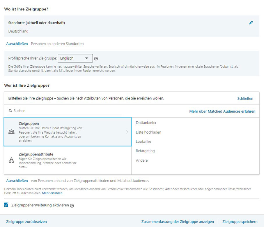 LinkedIn Ads Zielgruppen