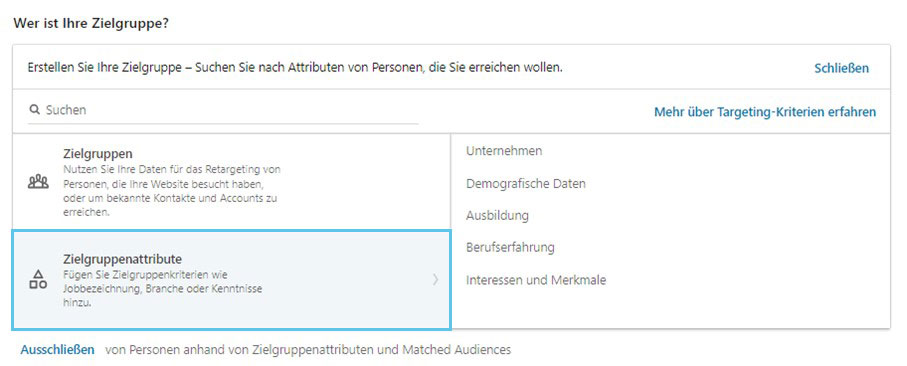 LinkedIn Ads Zielgruppenattribute