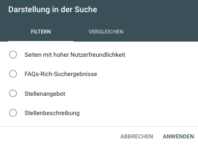 Screenshot: Google Search Console; Darstellung in der Suche