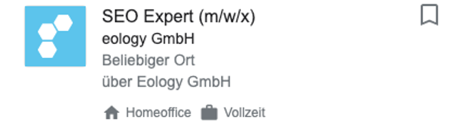 Screenshot: Google Suchergebnis JobPosting