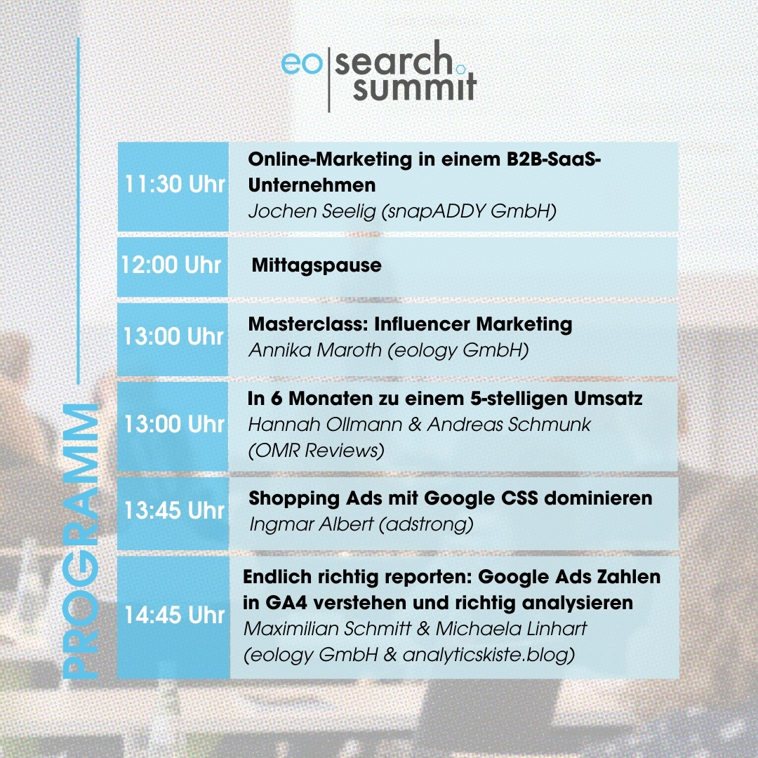 Das Bild zeigt das Programm vom eoSearchSummit, der am 06.02.2025 in Würzburg statt findet.