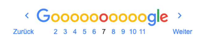 Das Bild zeigt einen Screenshot von Google, auf dem man sich durch die verschiedenen Seiten klicken kann.