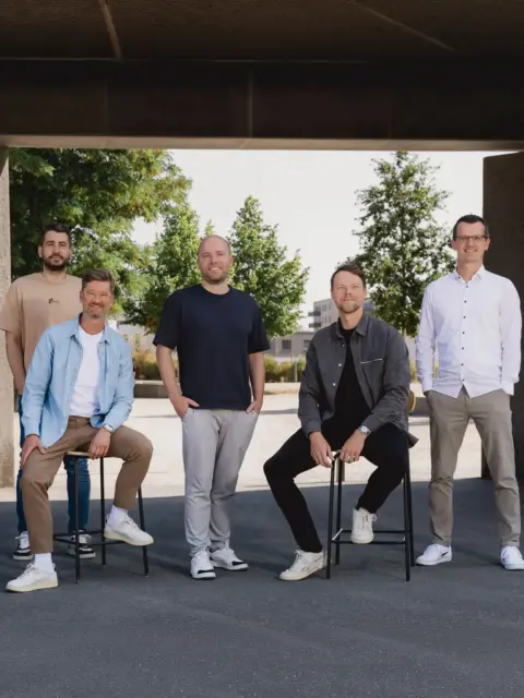 Die Gründer und neuen Geschäftsführer: Mario Strack, Axel Scheuering, Christian Stephan, Daniel Unger und Fabian Drescher (von links)